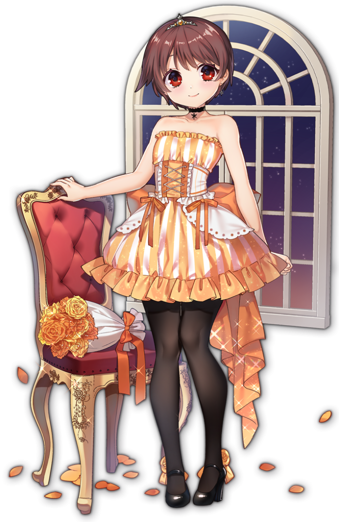咲-Saki-全国編×雀魂コラボイベントにて入手できる限定の着せ替え衣装嶺上に満開する橙色の花、大いなる力を内に秘めている。